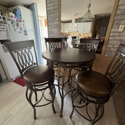 Tall Dining Set Bistro Style 4 Chairs