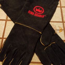Leather outdoor cooking gloves 19 in frying grilling smoking boiling steaming BBQ