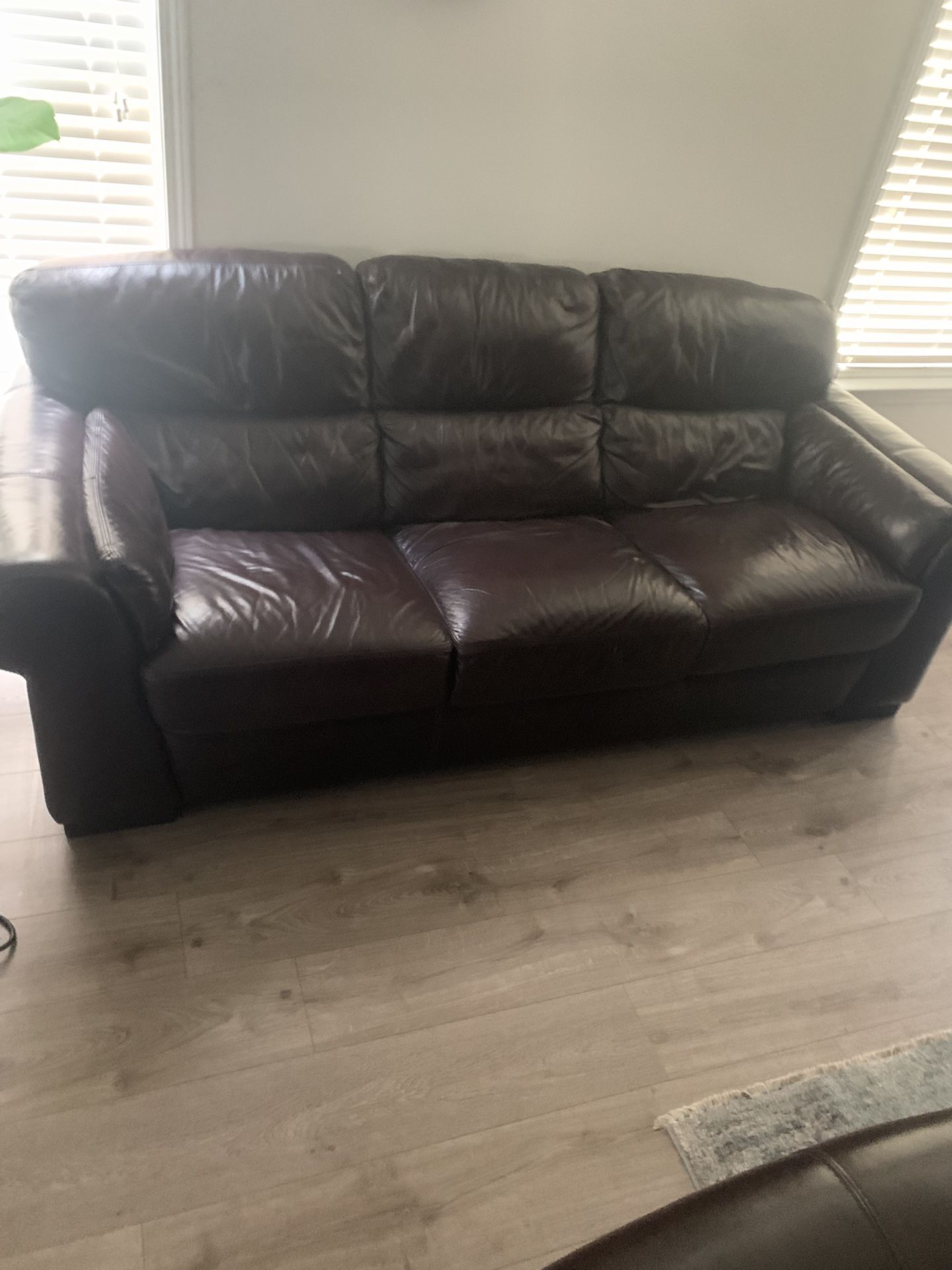 Brown Leather Sofa Set $288