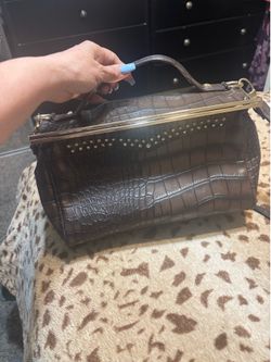 Croc-Embossed leather frame satchel