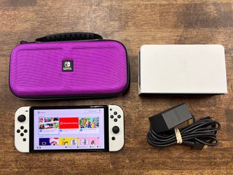 Nintendo Switch OLED BLK/White w/ Dock & Case *6745