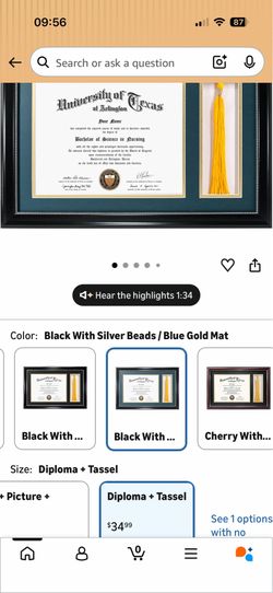 Certificate of achievement and tassel
