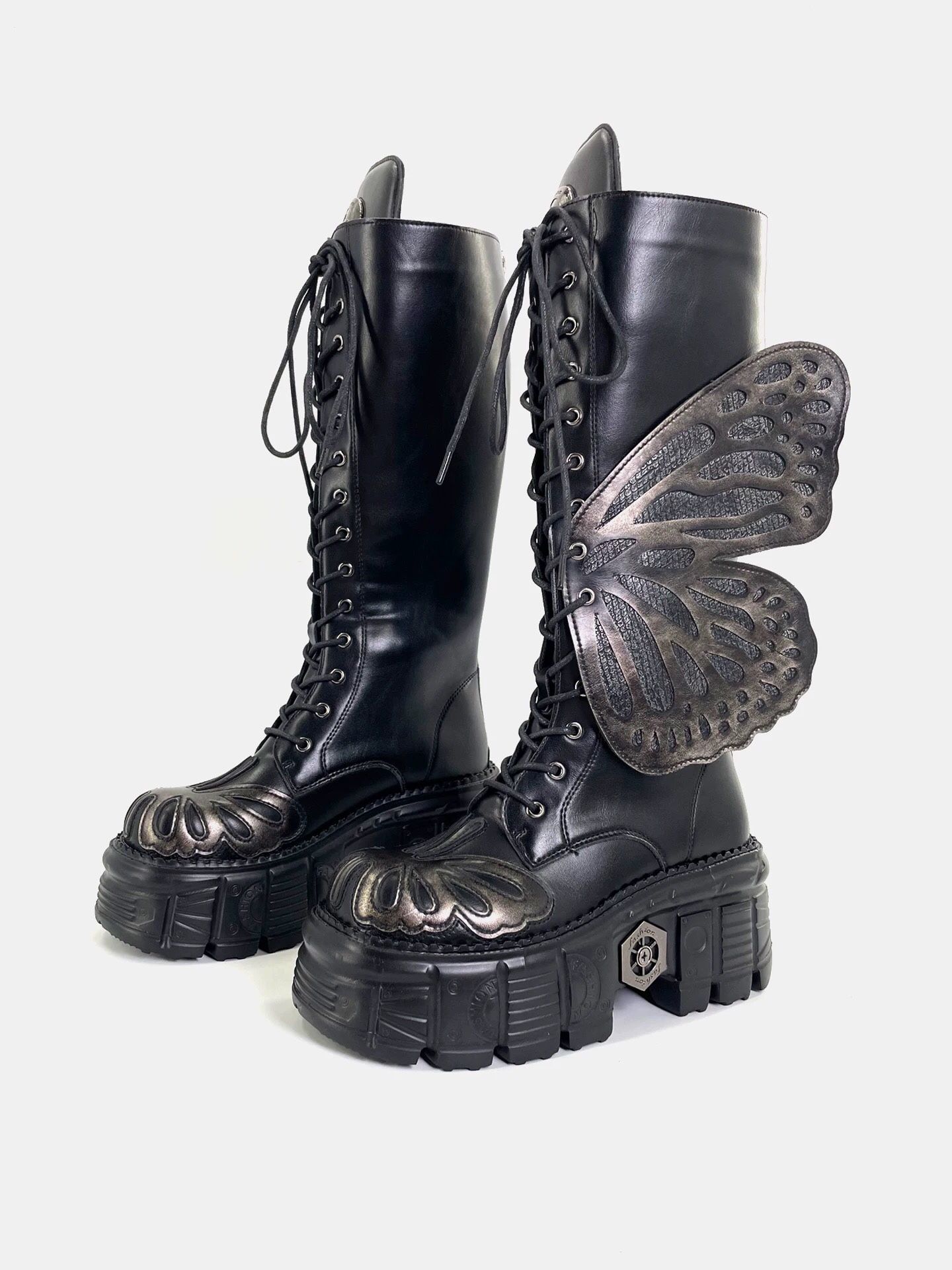 Women's punk platform butterfly high-heeled boots Women's punk platform butterfly high-heeled boots