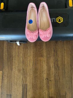 Pink Girl Butterfly Beaded Shoes Size 2