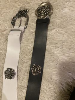 Italian Belt, National Leather White And Black 