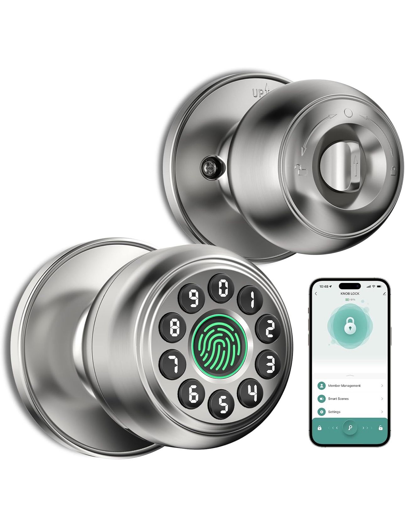 🔥brand new🔥 Fingerprint Door Lock,Fingerprint and Keypad Input Smart Door knob, App Controlled Biometric Door Lock, Keyless Entry, Bedroom, Office,