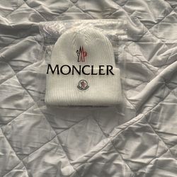 All White Moncler Beanie