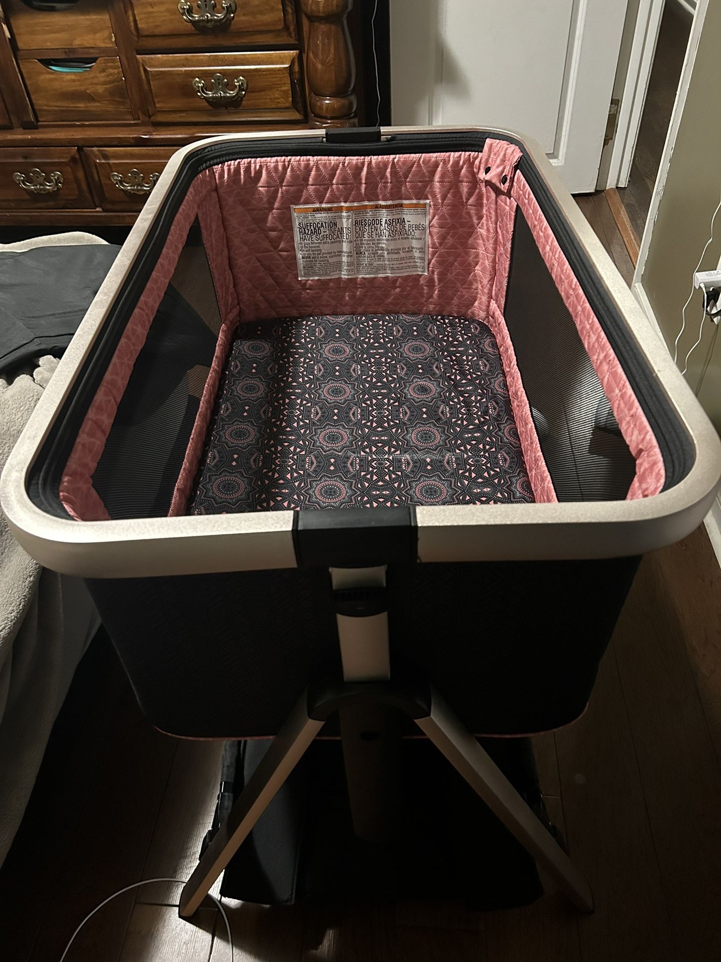 Pink Baby Bassinet - Portable Crib For Travel - Folding Bassinet