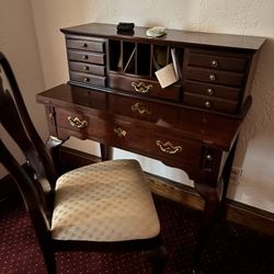 Mahogany Secretary Desk Not Too Big Very Sleek  .  The Writing  Desk Extends . Comes With Chair Very nice Sturdy Desk