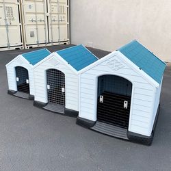 (Brand New) Plastic dog house w/ lock door (medium $80, large $115, x-large $160) all weather cage kennel