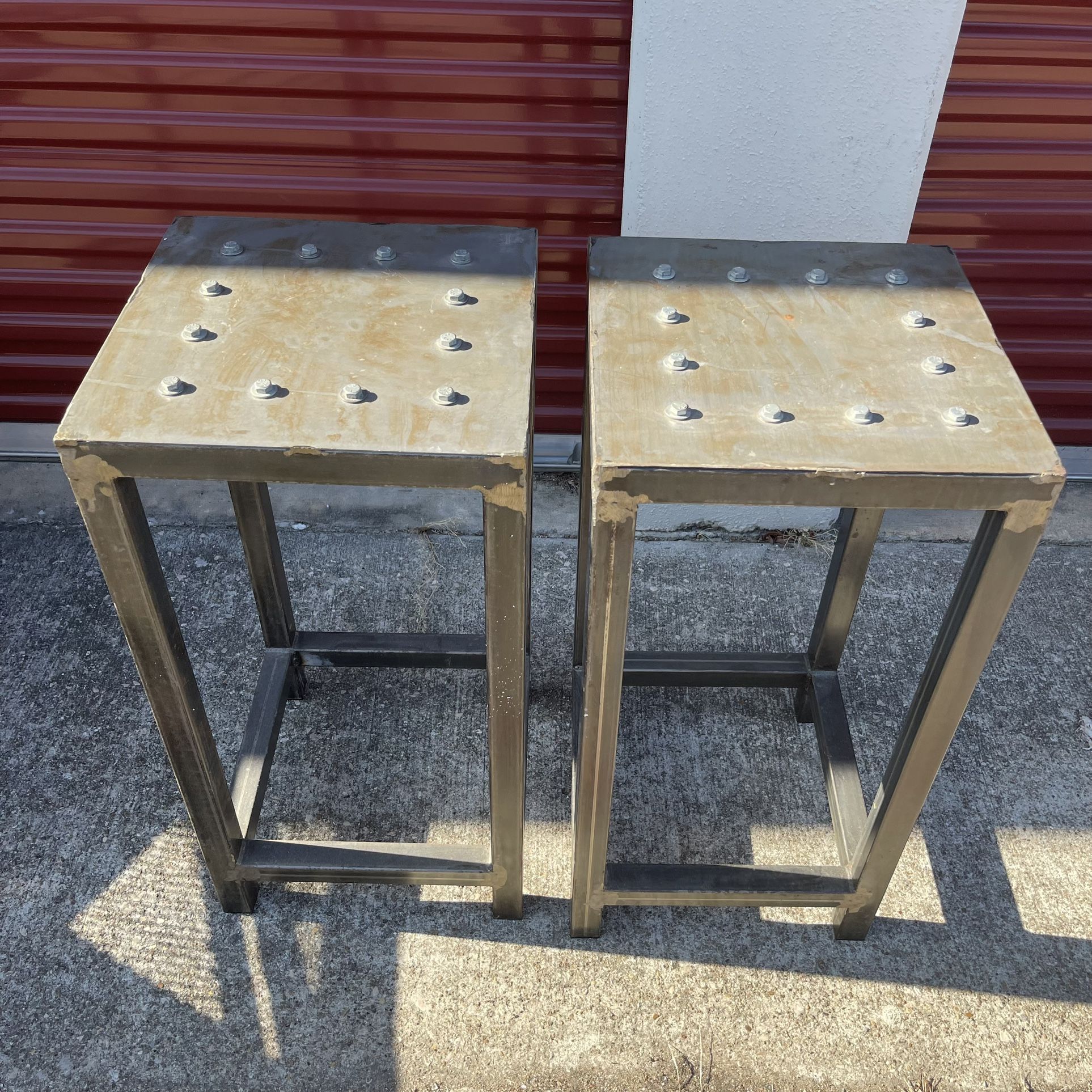 INDUSTRIAL METAL IRON BOLTED SIDE TABLES