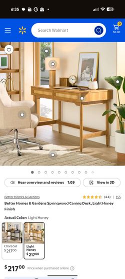 Desk from Better Homes & Gardens Springwood Caning Desk - Light Honey