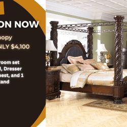 North Shore King Canopy Poster Bedroom Set 