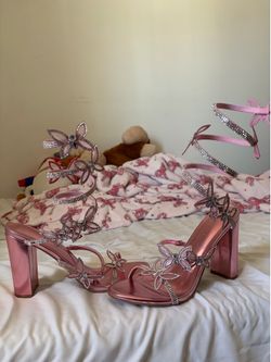 Pink Butterfly Heels Woman 9