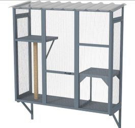 PawHut Catio Outdoor, Window Catio for 2-3 Large Indoor Cats w/ 2 Jumping Platforms, Scratching Post, for Playing, Napping