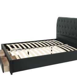 New Bonded Leather Queen platform with Storage Drawers