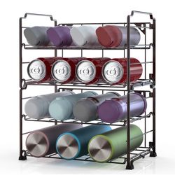 Auledio 2 Pack 2 Tier Water Bottle Organizer Holder Stackable Adjustable Bottle Storage Rack,Bronze