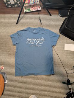 Aéropostale New York Logo Graphic Tee Blue Men's XL Crew Neck Short Sleeve