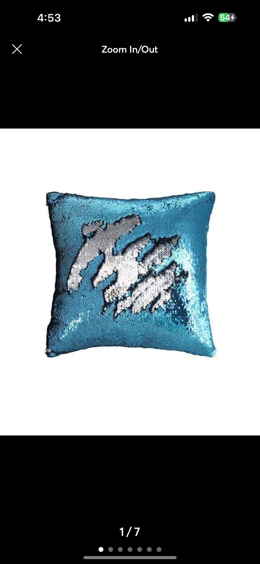 Sequin Pillow Cover Cushion Covers 16x16in Flip- Blue and silver