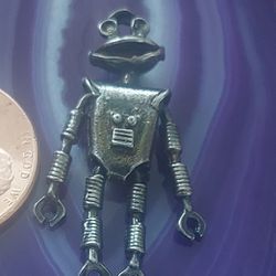 Sterling Silver Robot Charm Pendant