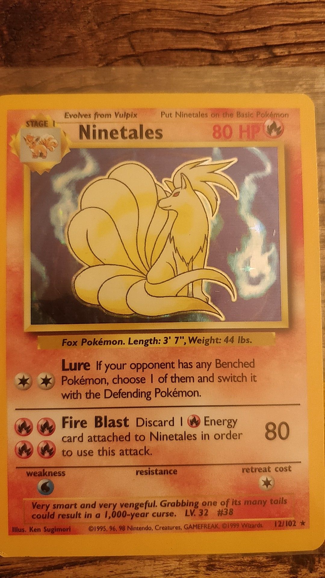 1995 ninetales pokemon card - (12/102) - Base Set Colorless Lure If your opponent has any Benched Pokémon Ninetales [Green Back] #38 Prices