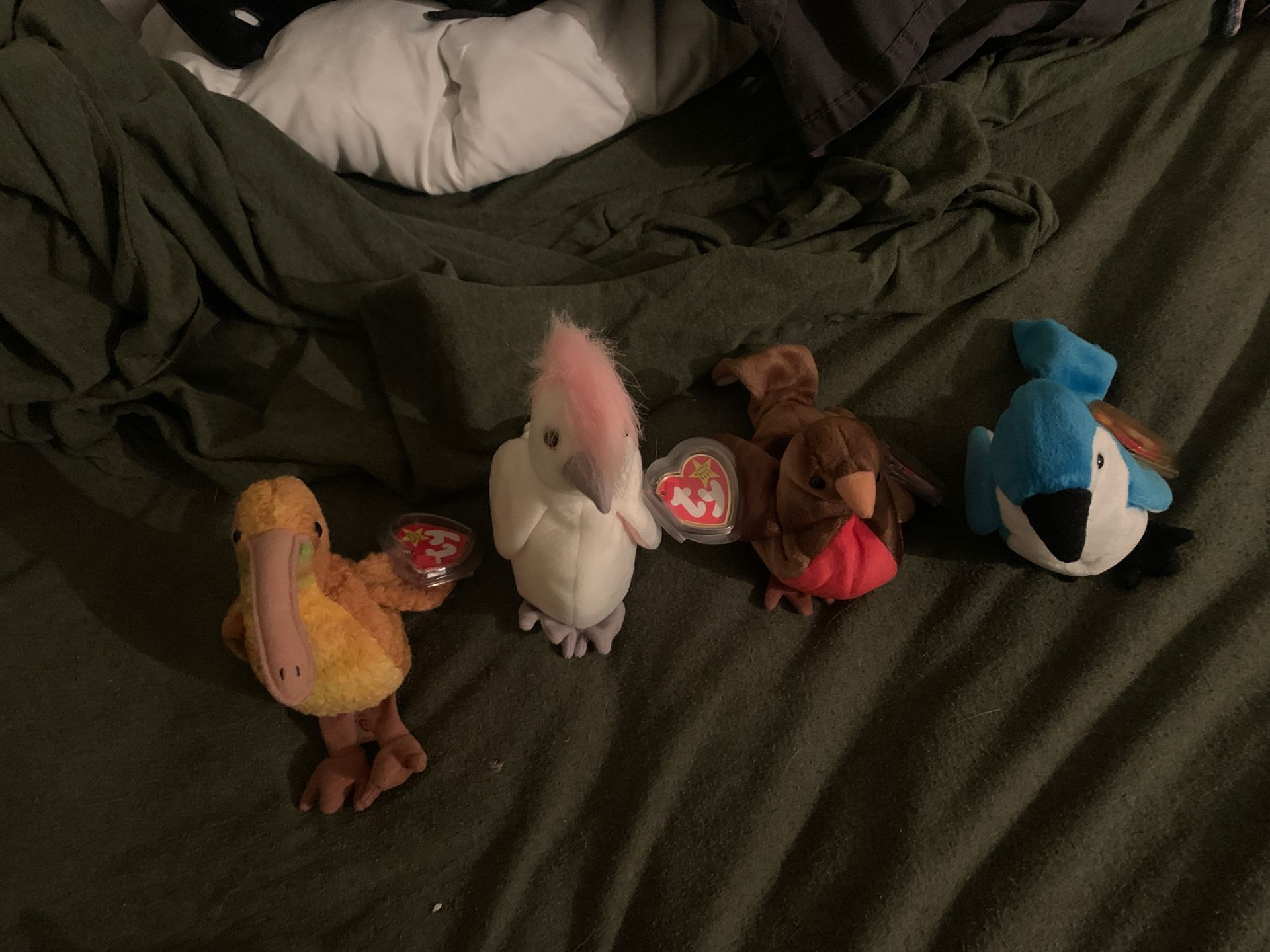 Original beanie babies rocket, early, Kuku, and beak