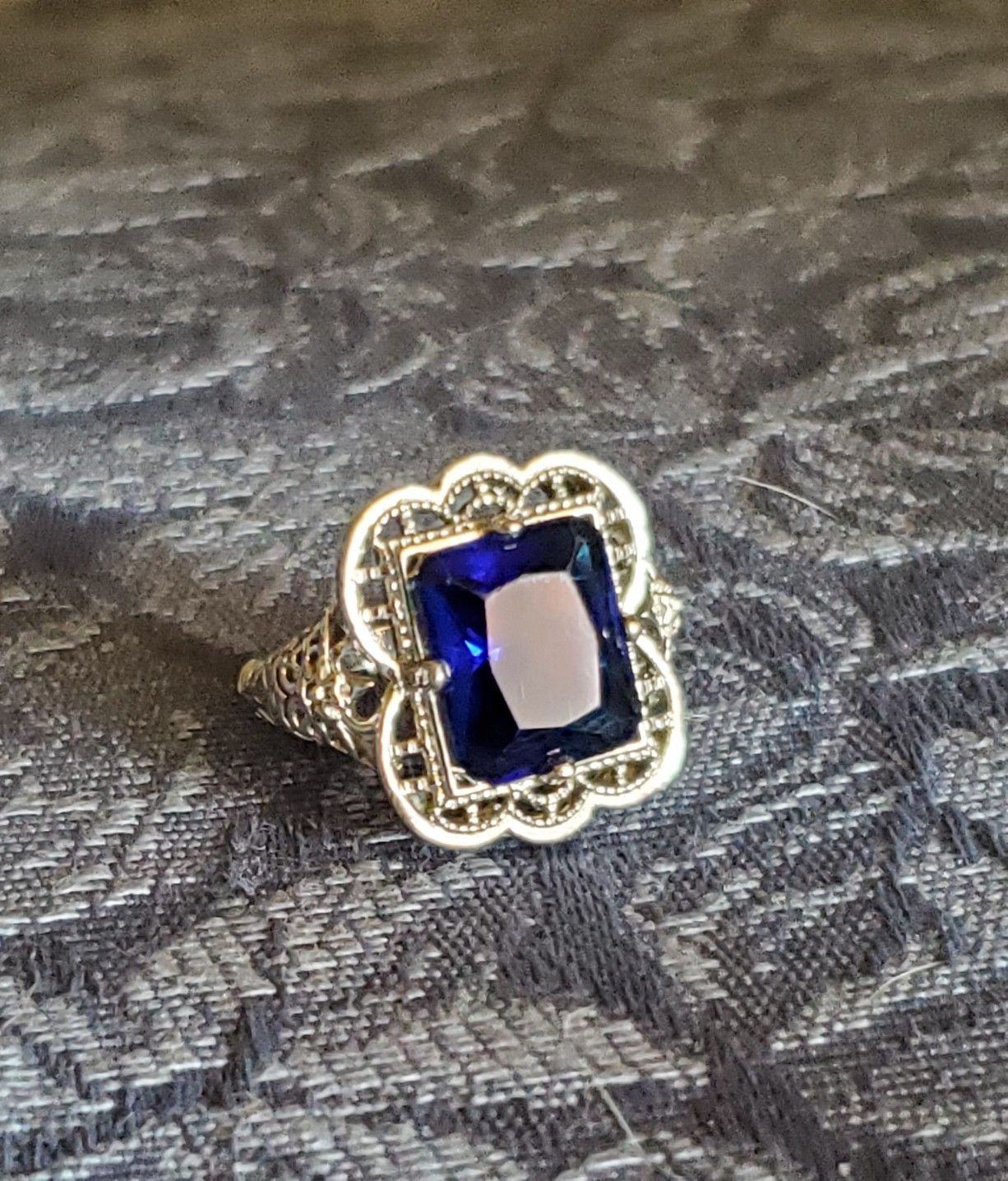 Sz 7 Blue Sapphire Sterling Silver Ring