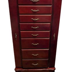 VTG 1980s When Anne 40" Free Standing Wooden Jewelry Armoire *Read*