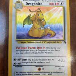 Pokemon Dragonite Fossil 4/62 Vintage Holo Rare Unlimited MP/HP