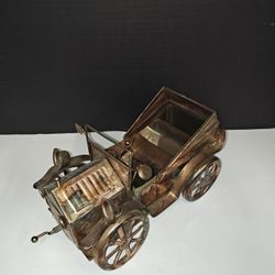 Vintage Copper Tin Metal Car Model T Sankyo Music Box Collectible Home Decor