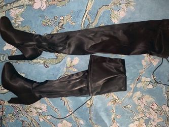 Satin Like Thigh High Boots (6)