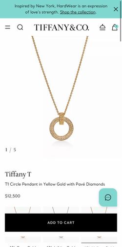 Tiffany & co T T1 Circle Pendant in Yellow Gold with Pavé Diamonds