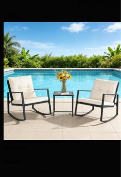 3 Piece Outdoor Rocking Bistro Set Black