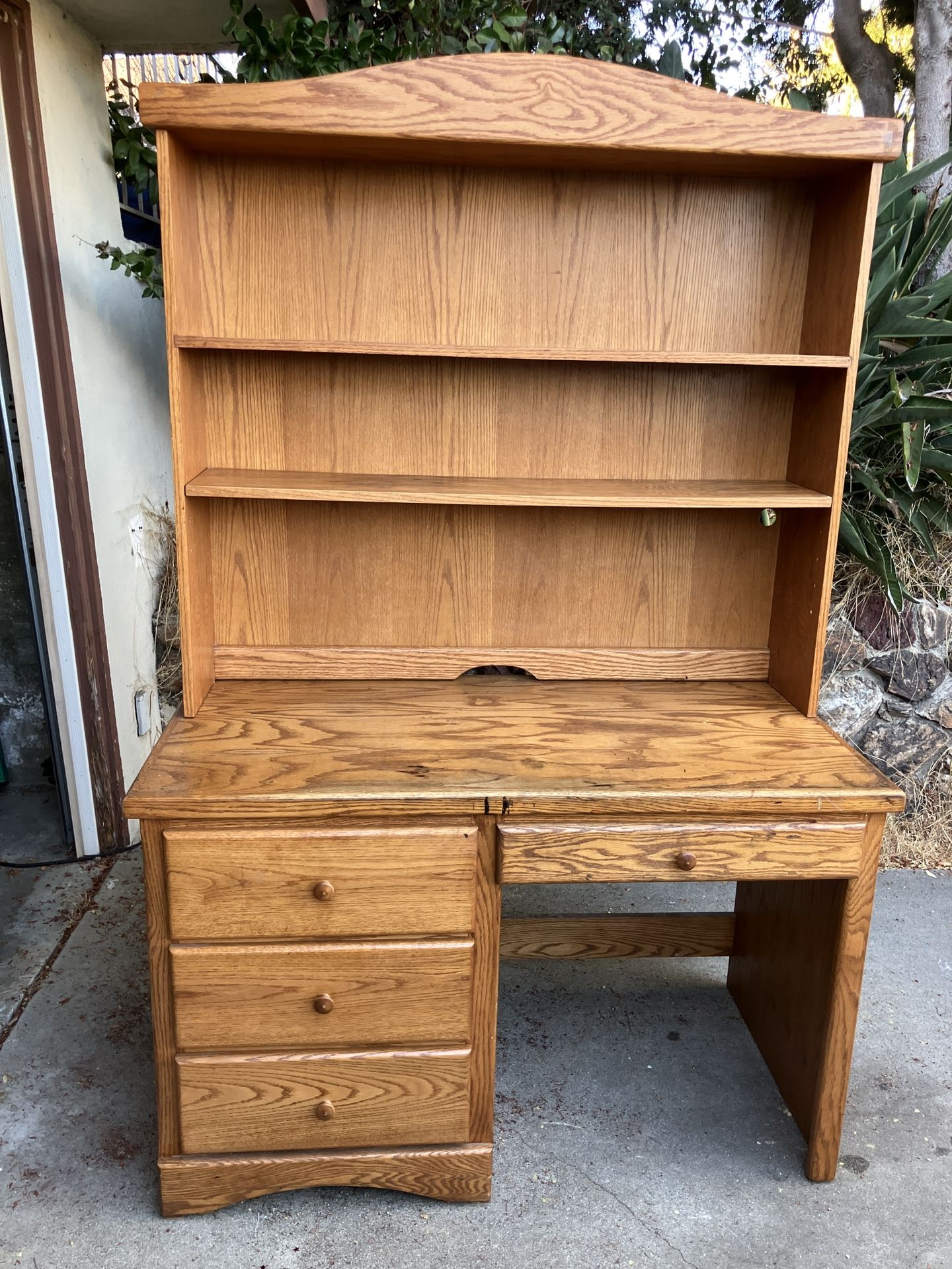 Wood Desk and Hutch