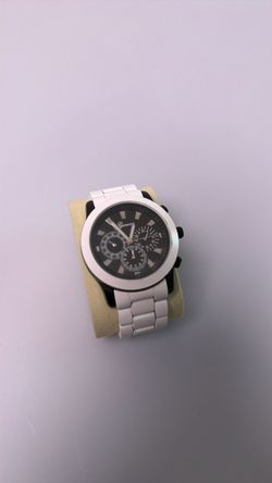 Geneva Chronograph-Style Watch White Band