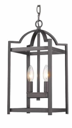 Emliviar 2-Light is Lantern Pendant Light, Foyer Chandelier Hanging Light Fixture, Oil Rubbed Bronze