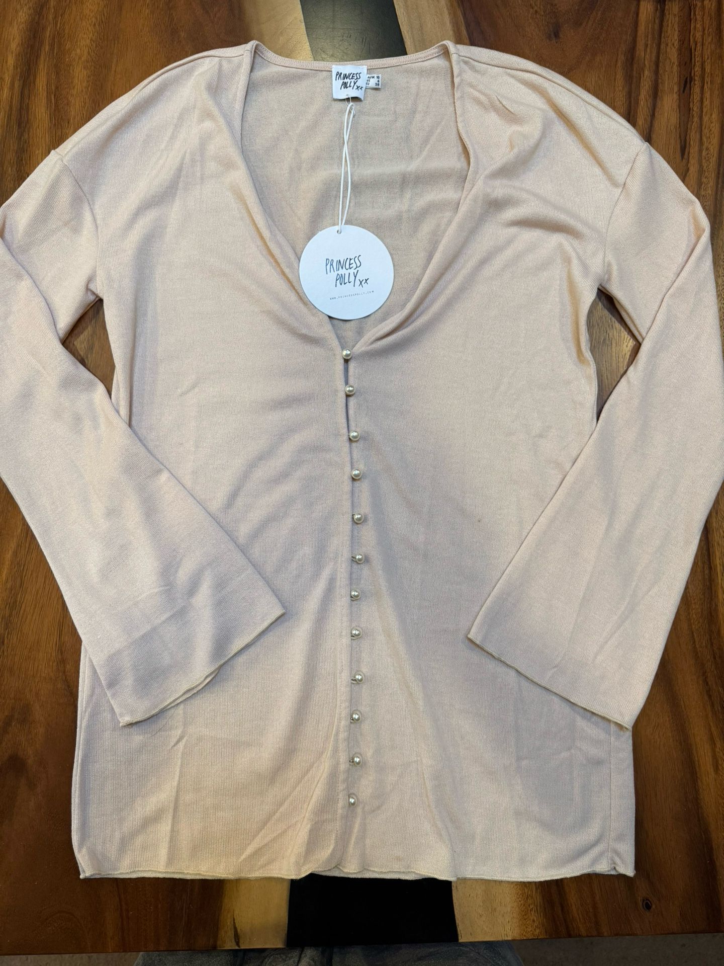 Princess Polly Beige Button Down Sweater