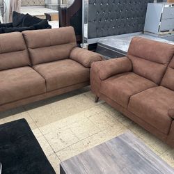 New Brown Sofa And Love Seat