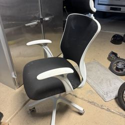 White & Black Adjustable Office Chair w/ Neck Support – Great Condition