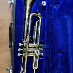 Old trumpet has scratches