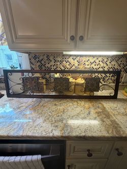 Large Metal and Tile Scrollwork Wall Art