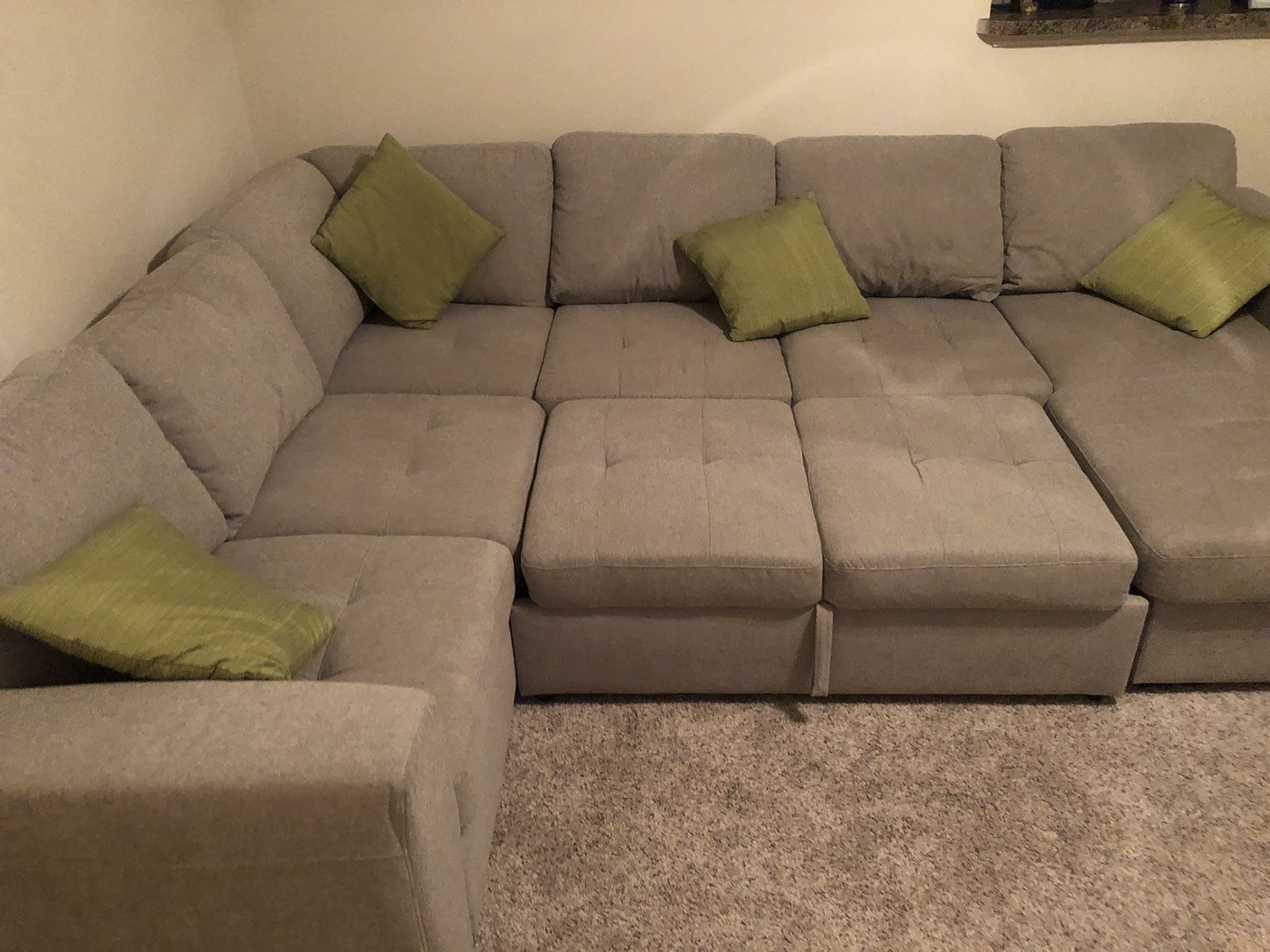 Tuscany Grove Claire 3-Piece Sleeper Sectional in Popstitch Dove