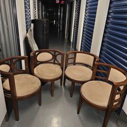 4 Accent Wood Trim Upholstered Chairs