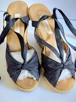 Womens Xhilaration Wrap Around Ankle Black Espadrilles Wedges