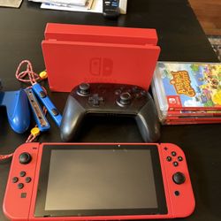 Limited Edition Mario Red Nintendo Switch (32 GB) Bundle - 5 Top Games!