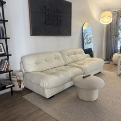 French Leather Sofa ( Delivery Available ) 