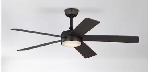 Benning 52 in. Flat Bronze Ceiling Fan with White Adjustable LED Light, DC Motor, and Remote