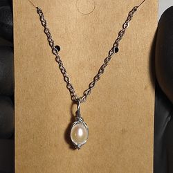 high grade natural pearl wire wrap necklace 