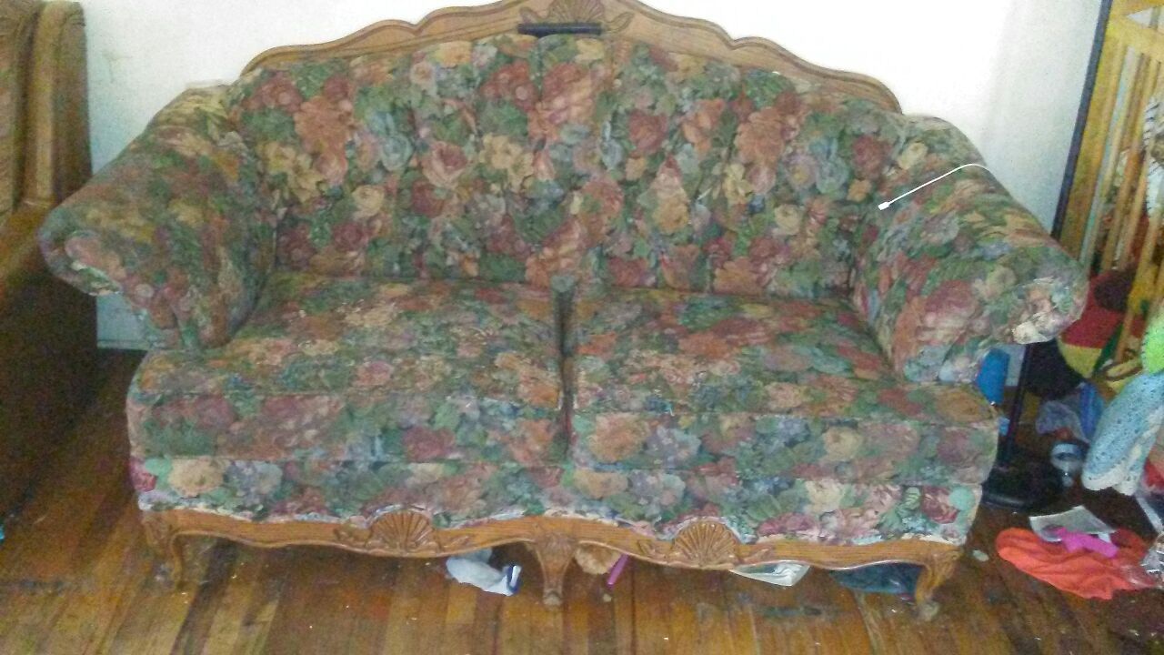 Claw foot floral couch