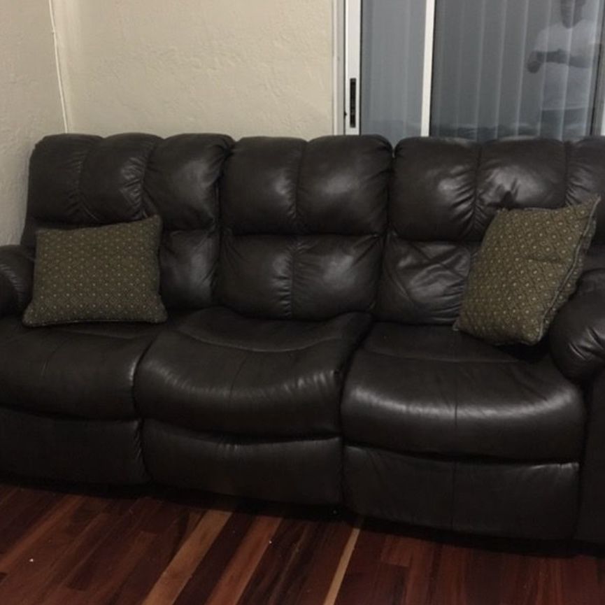 Dark Brown Leather Sofa Reclainer